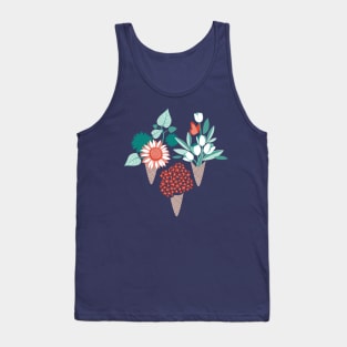 Midsummer I scream flower cones // print // green aqua and orange flowers bouquets Tank Top